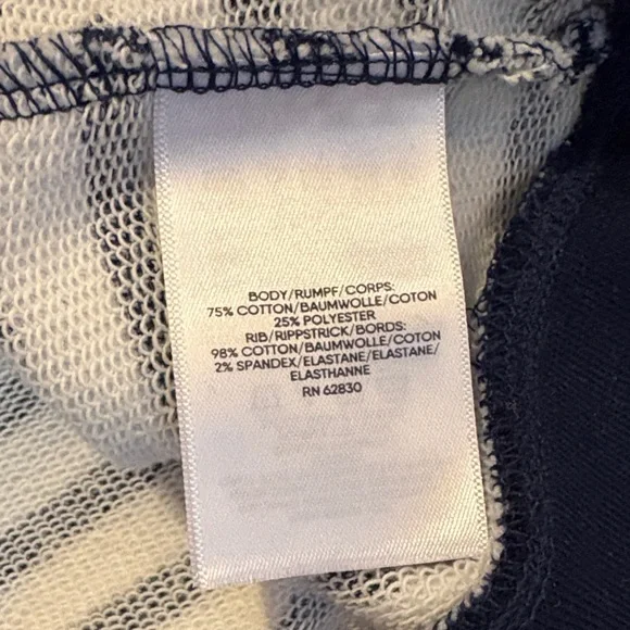 Lands' End Navy and White Striped Top with Red Trim - Picture 3 of 3